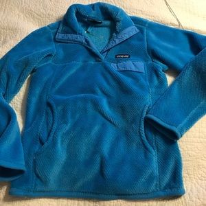 Patagonia snap fleece pullover xs aqua blue euc